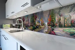 Кухонний фартух самоклеючий Казка наклейка ПВХ замок казковий ліс зелений 60х200 см Happy Pocket Z180331 - мініатюра 6