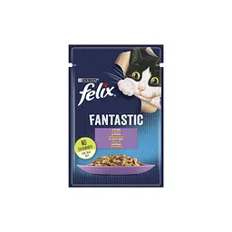 Вологий корм для кішок Purina Felix Fantastic з ягням у желе 85 г (7613039838969) - мініатюра 1