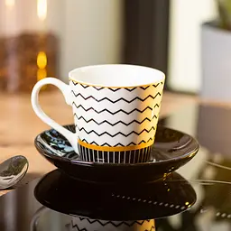 Чашка з блюдцем порцелянова 200 мл, teeth Liling Rongxiang Ceramic RX-N24708WH - мініатюра 3