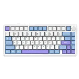 Клавіатура Attack Shark X85 White Jade Bluetooth/Wireless/USB White-Purple + Coiled Cable (G-000004447)