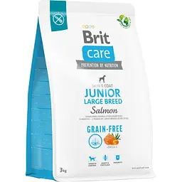 Сухой беззерновой корм для молодых собак крупных пород Brit Care Dog Grain-free Junior Large Breed, с лососем, 3 кг