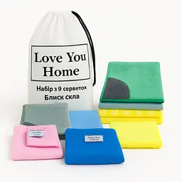Набір з 9 серветок для прибирання "Блиск скла" LoveYouHome