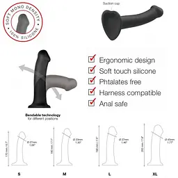Фалоімітатор Strap-On-Me Dual Density Bendable XL 20 см (сірий) - мініатюра 6
