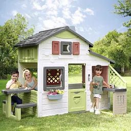 Будинок Smoby Life для друзiв з лiтньою кухнею, дверним дзвiнком та столиком 217х155х172 см (7600810207) - мініатюра 3
