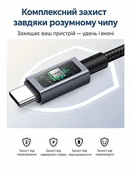 Кабель UGREEN L541 USB-C - USB-C PD 3.1 240 Вт з дисплеєм 2 м чорний (55816) - мініатюра 9