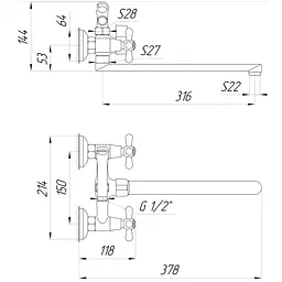 Змішувач для ванни DOMINO DBF-129-35F-SHARM - мініатюра 4