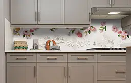 Кухонний фартух Троянди Ліпнина вінілова для кухні 65х250 см Абстракція Рожевий Happy Pocket Z183480 - мініатюра 2