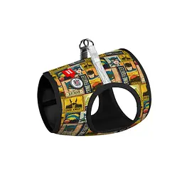 Шлея для собак м'яка Waudog Clothes з QR паспортом, малюнок Бетмен вінтаж, XS4, B 36-39 см, C 26-28 см