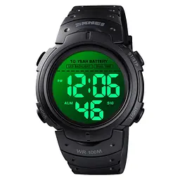 Наручний годинник чоловічий Skmei 1560 Black, 1560BK (12303) - мініатюра 2
