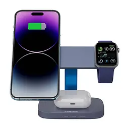 Зарядний пристрій Canyon wireless charger HEXAGON WCS-310 3in1 DarkGrey/Blue (CNS-WCS310DGBL) - мініатюра 5