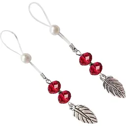 Сексуальні прикраси для сосків Art of Sex Nipple Jewelry Leaf із листочком, колір червоний - мініатюра 2