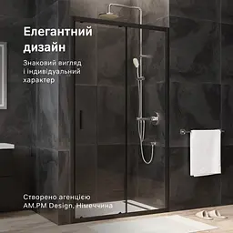 Душові двері AM.PM Gem 110x195 прозоре скло black matt W90UG-110-1S-195BT - мініатюра 3