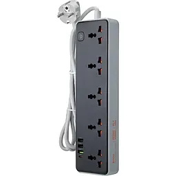 Мережевий фільтр Hoco AC14A Rico 5-position socket (PD30W/1C3A) (EU) Чорний
