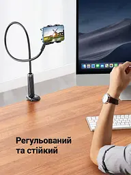 Тримач для телефона на гнучкому кронштейні UGREEN LP113 90 см для телефонів 4–7,2″ зі струбциною для поверхонь завтовшки до 80 мм з обертанням затискача на 360° із захисними силіконовими накладками чорний (80906) - мініатюра 10