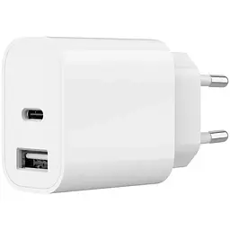 Зарядний пристрій Gembird 1xUSB-A+1xUSB-C 5V/2.4A (12W) white (TA-UC-2AC12-01)