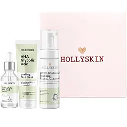 Набір косметики для обличчя Hollyskin Glycolic AHA Acid Intensive Care: Сироватка 30 мл + Маска 100 мл + Очищаюча пінка 150 мл - мініатюра 2