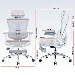 Офісне крісло Sihoo DORO C300L Mesh White with footrest (DORO-C300L-A3-102-JT) - мініатюра 15