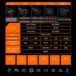 Блок живлення Gigabyte P850GM 850W (GP-P850GM) [93745] - мініатюра 10