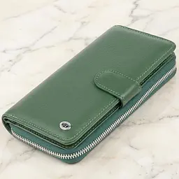 Вертикальний місткий гаманець зі шкіри унісекс ST Leather 19304 зелений