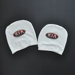Чохли для підголівників Універсальні Kia Білі Кольоровий логотип 2 шт - мініатюра 2