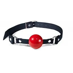 Кляп силіконовий Feral Feelings Silicon Ball Gag Black/Red, чорний ремінець, червона кулька