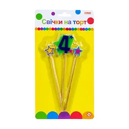 Свічка Maxi Stars "4" висотою 4,5 см, 3 шт. (MX620080-4)