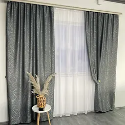 Льняні штори темно-сірого кольору з ефектом битого скла 2шт. 150х270 на тасьмі ALBO pbe0052955 - мініатюра 3