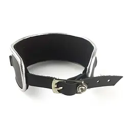 Нашийник з натуральної шкіри зі стразами та кільцем Art of Sex - Collar Ring - мініатюра 4