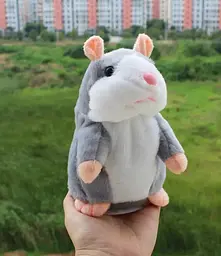 Игрушка-повторюшка хомяк интерактивный, реагирует на голос, на батарейках, Серый - миниатюра 10