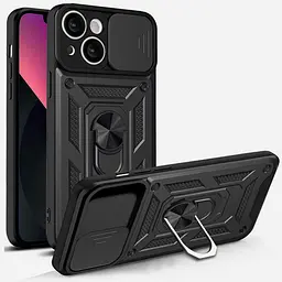 Чохол Ummi Camshield Serge Ring для Apple iPhone 14 (6.1) Чорний / Black - мініатюра 2