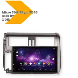 Автомагнітола XPRO штатна Toyota Prado 150 2012-2014 Android 10.1 4/32 чорний (Toyota Prado 150 2012-2014_8800) - мініатюра 2