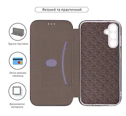 Чехол-книжка для Samsung Galaxy M15 5G (M156), G-Case, черный, кожаный чехол-книжка из экокожи (PU) и TPU, с магнитом, с подставкой и вместительным кардхолдером, противоударный, защита всего корпуса, ArmorStandart (ARM74378) - мініатюра 3
