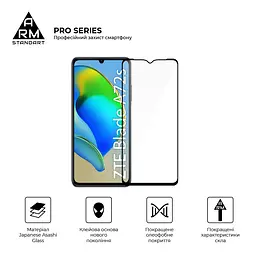 Захисне скло на ZTE Blade A72s з олеофобним покриттям, Pro, повне проклеювання, антистатичний і пиловідштовхуючий шар, 9H, самоклеючеся, 2.5D, на весь екран, антистатичний клей, ArmorStandart (ARM68739) - мініатюра 2
