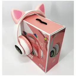 Бездротові дитячі навушники Cat Ear STN-28 Bluetooth з котячими вушками, що світяться рожеві - мініатюра 9