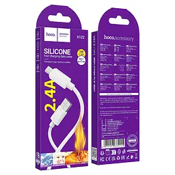 Кабель HOCO X122 Benefit silicone charging data cable Micro білий - мініатюра 2