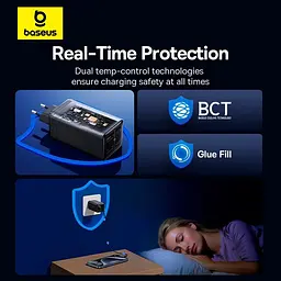 Адаптер мережевий BASEUS C to C cable GaN6 Pro Fast Charger set 2USB/2Type-C, 100W/3A, PD/QC - мініатюра 3