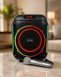 Портативна акустика ZXX-5502 / Bluetooth акумуляторна колонка з підсвічуванням / Караоке колонка з мікрофоном