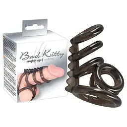 Насадка на пеніс Bad Kitty Naughty Toys Cock And Ball Ring 6.5 см чорний - мініатюра 6
