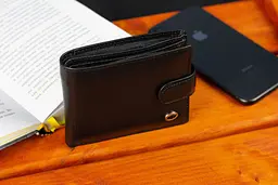 Шкіряне чоловіче портмоне на кнопці ST Leather ST104 чорне 9,5 см - мініатюра 8