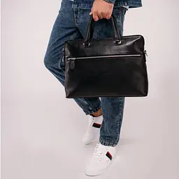 Сумка для ноутбука та документів шкіряна чорна Tiding Bag 9157 з 2 ручками - мініатюра 8