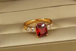 Кільце Xuping Jewelry Великий прямокутник з червоним каменем р 20 золотисте
