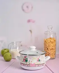 Каструля емальована Infinity Owls, зі скляною кришкою, 18 см, 2,4 л (6625851) - мініатюра 2