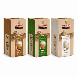 Набір капучино у стіках Swisso Kaffee Cappuccino Karamell + White + Irish Cream, 3×10×12,5 г