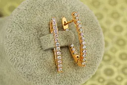 Сережки Xuping Jewelry доріжки з крупними каменями спереду і ззаду 2,9 золотисті