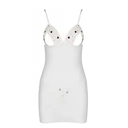 Сорочка з вирізами на грудях, стрінги Passion LOVELIA CHEMISE L/XL, white - мініатюра 5