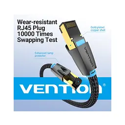 Патч-корд Vention 0.5 м, S/FTP Cat. 8 RJ-45 мідний чорний (IKGBD) - мініатюра 6