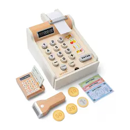 Деревянный кассовый аппарат New Classic Toys с монетами и картой - миниатюра 4