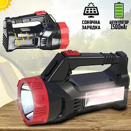 Прожектор LED ліхтар акумуляторний з боковою лампою COB і сонячною панеллю Panther PT-7757S