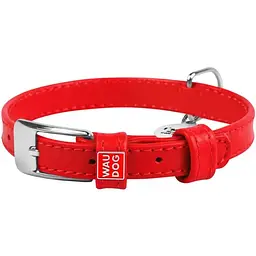 Нашийник для собак Waudog Glamour, шкіряний, з QR паспортом, 27-36х1,5 см, червоний