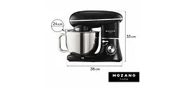 Кухонний комбайн Mozano професійний тістоміс Kitchen Machine 2300 Вт чаша 6,2 л Black Кулінарна книга в подарунок - мініатюра 4